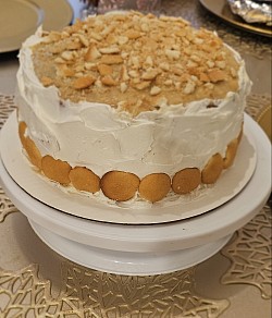 Banana Pudding Cake  with whipped cream